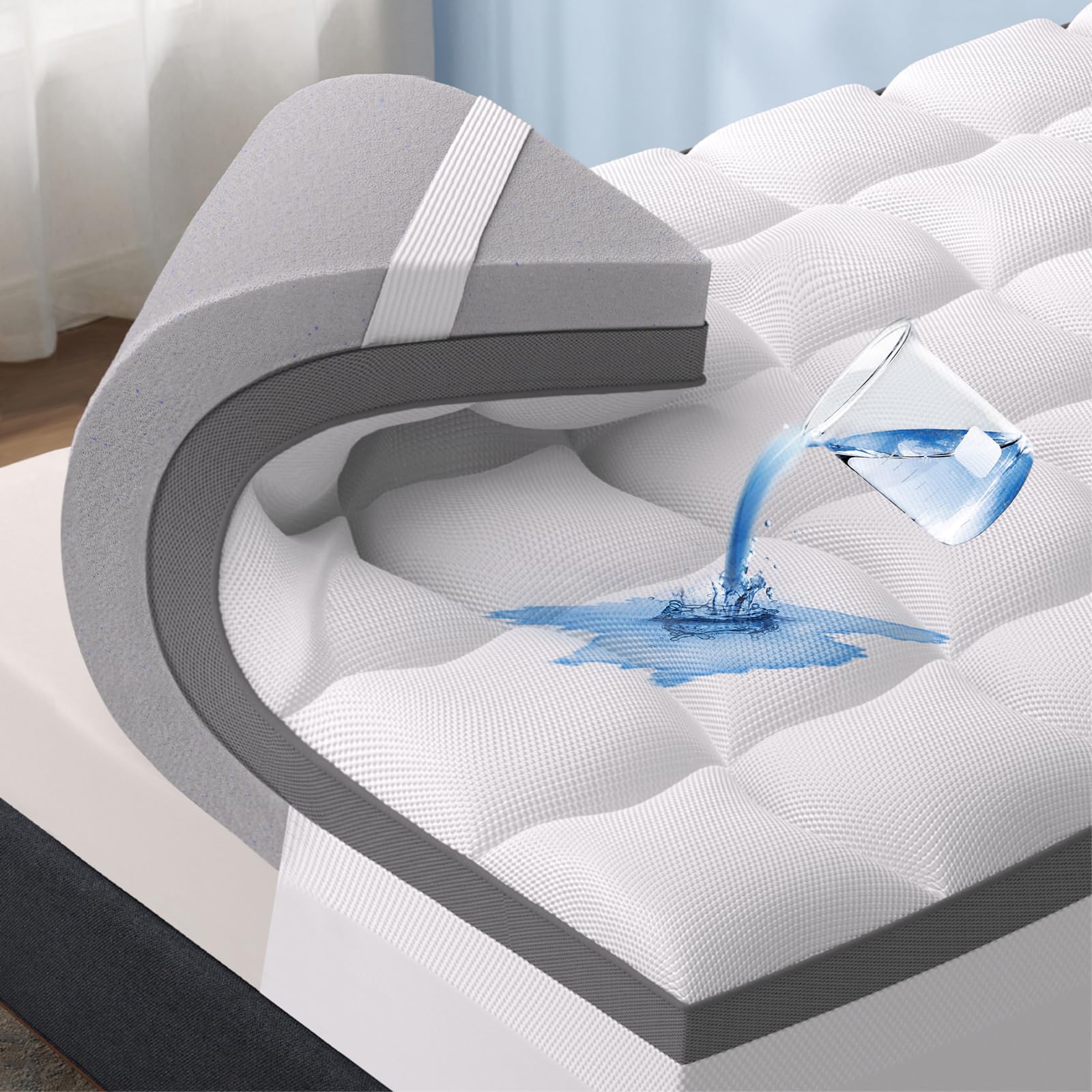 Bedsure 4.5 Inch Memory Foam Mattress Topper Twin Size, Dual Layer 2.5 Inch Gel Memory Foam & 2 Inch Waterproof Pillow Top Cooling Mattress Pad With 8-21 Inch Deep Pocket, Medium Support